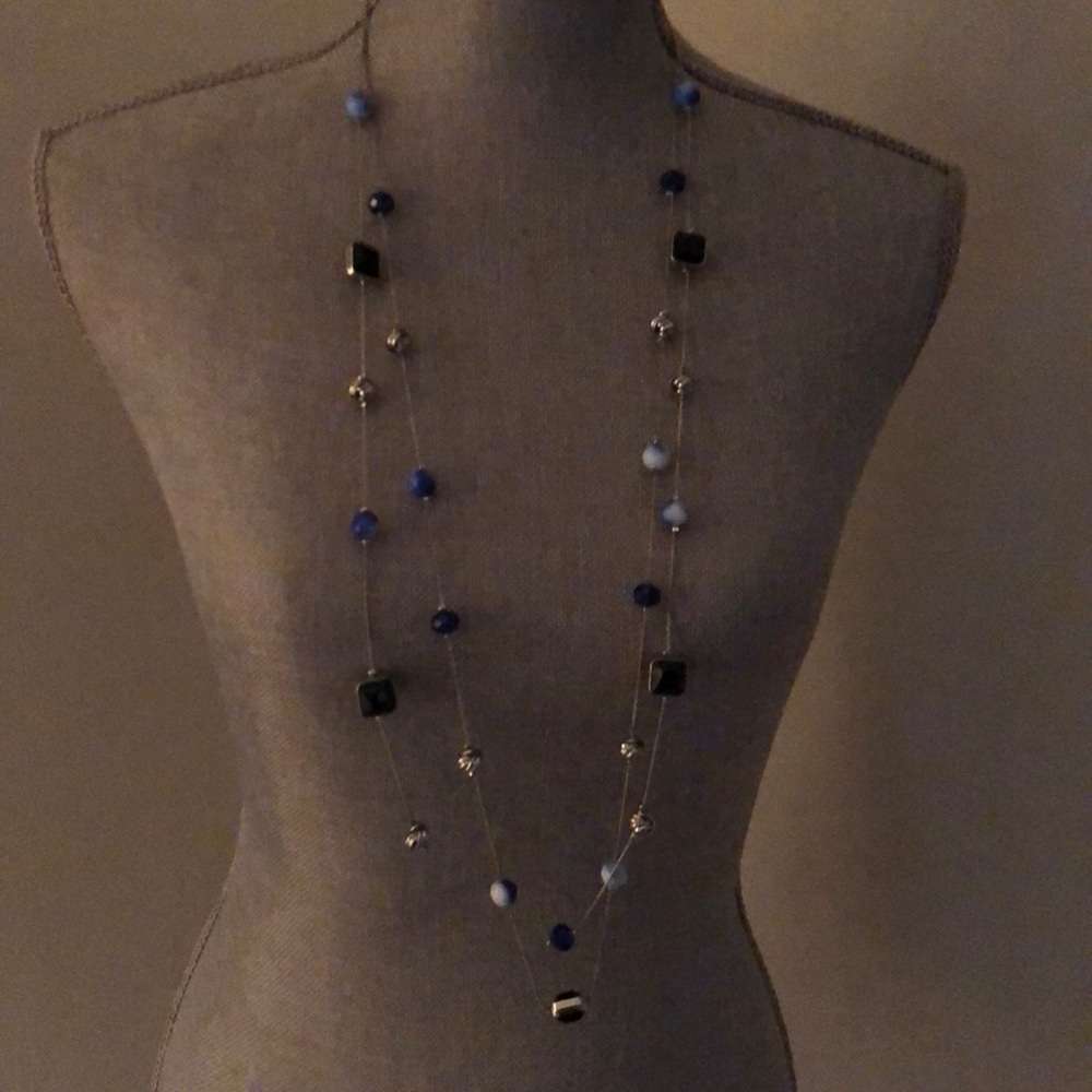 Charming Charlie Blue & Silver Necklace & Earrings